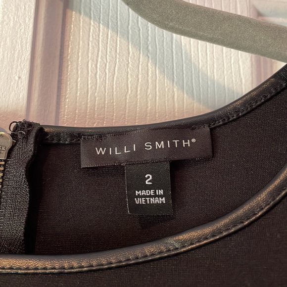 Willi Smith Black Faux Leather Peplum Top Size 2 - Picture 2 of 5